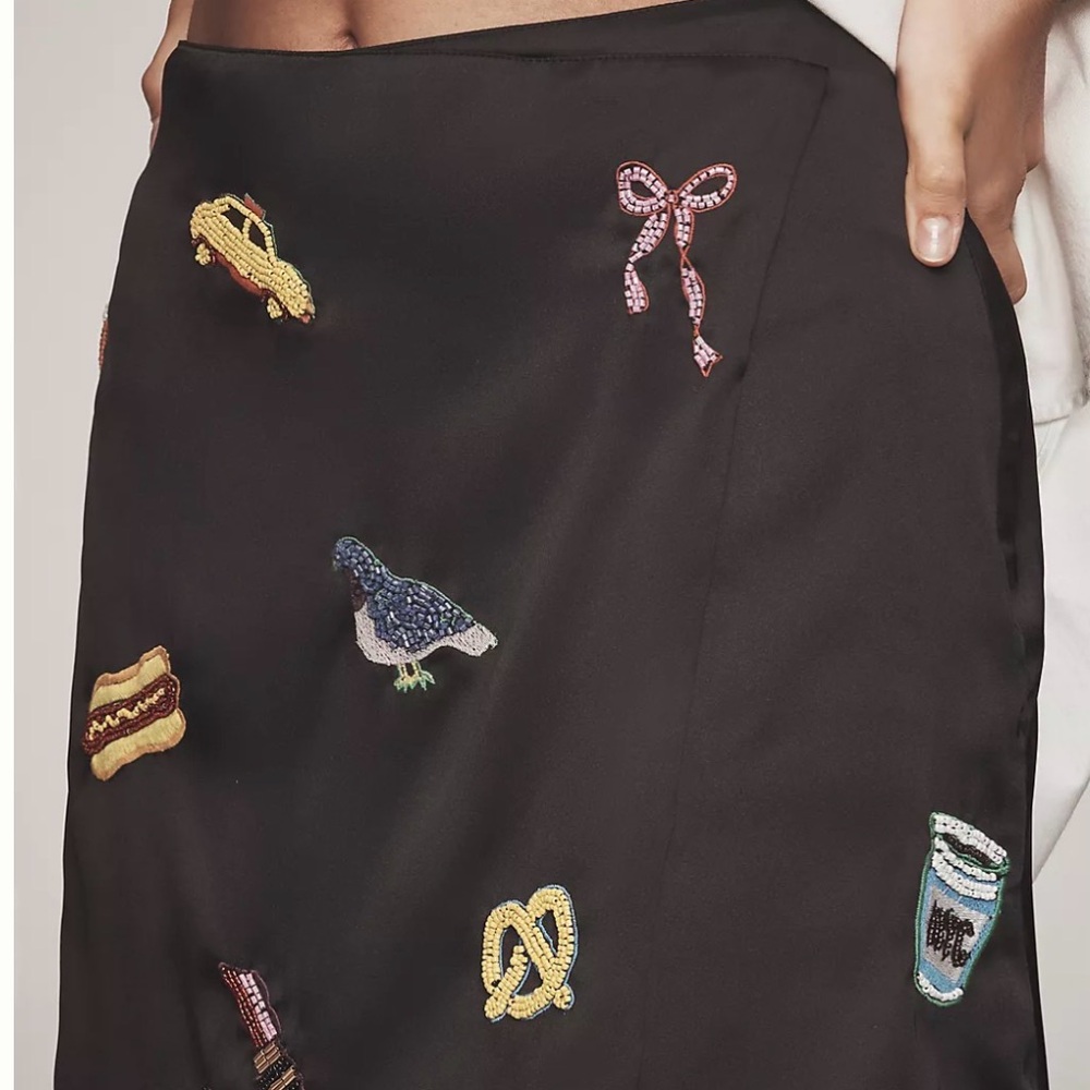 NYC Themed Wrap Skirt with Beaded Detail